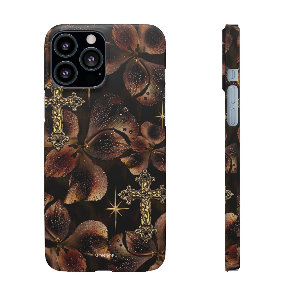 Brown Floral Cross Case