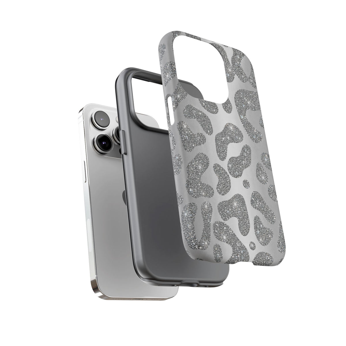 Silver Glitter Leopard Tough Case