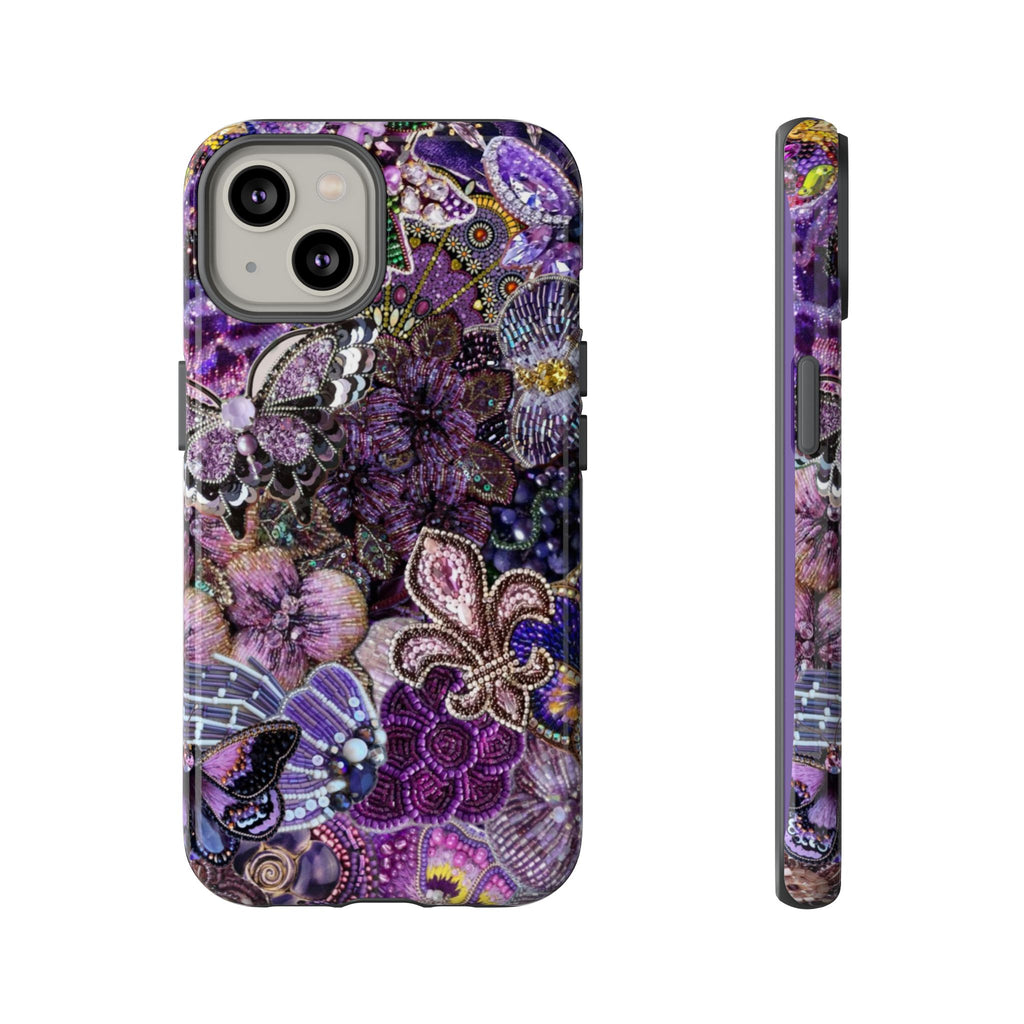 Purple Fleur-de-Lis Floral Tough Phone Case