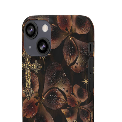 Brown Floral Cross Case