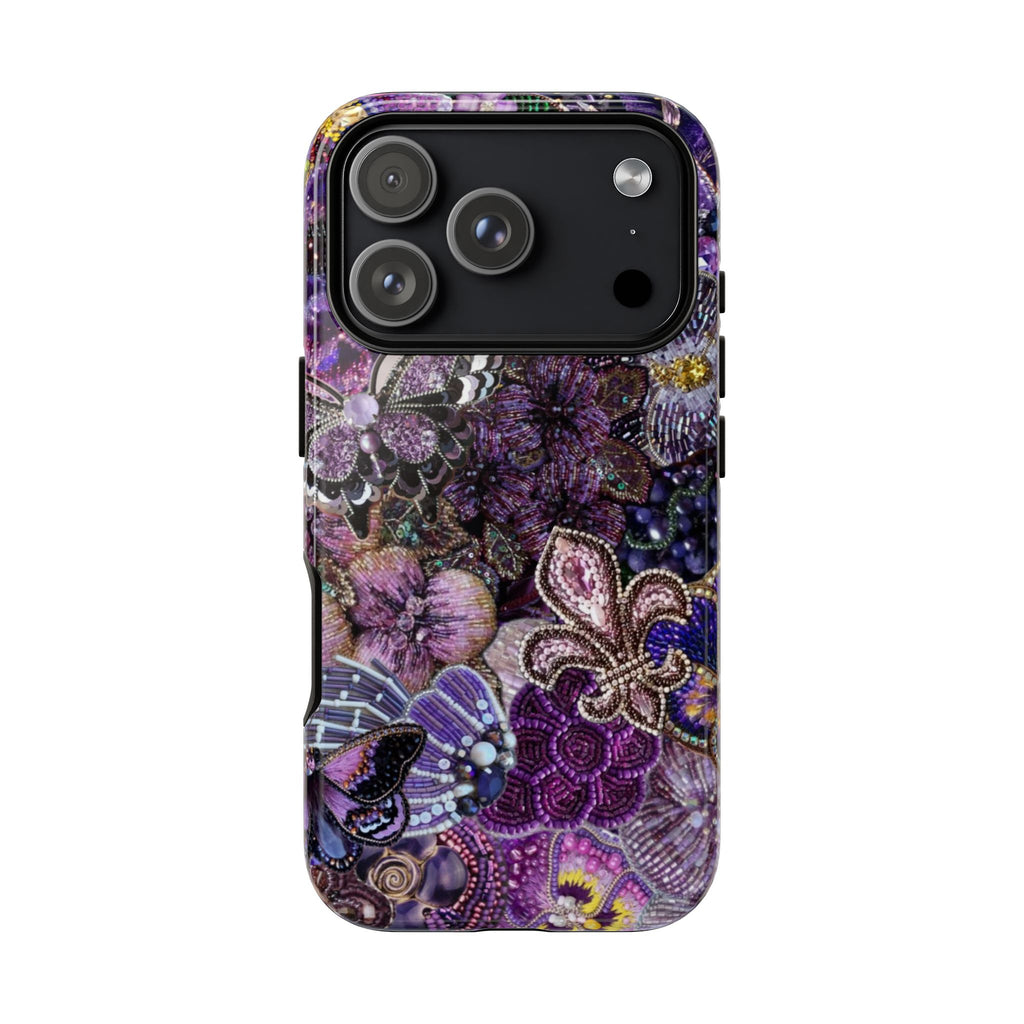 Purple Fleur-de-Lis Floral Tough Phone Case