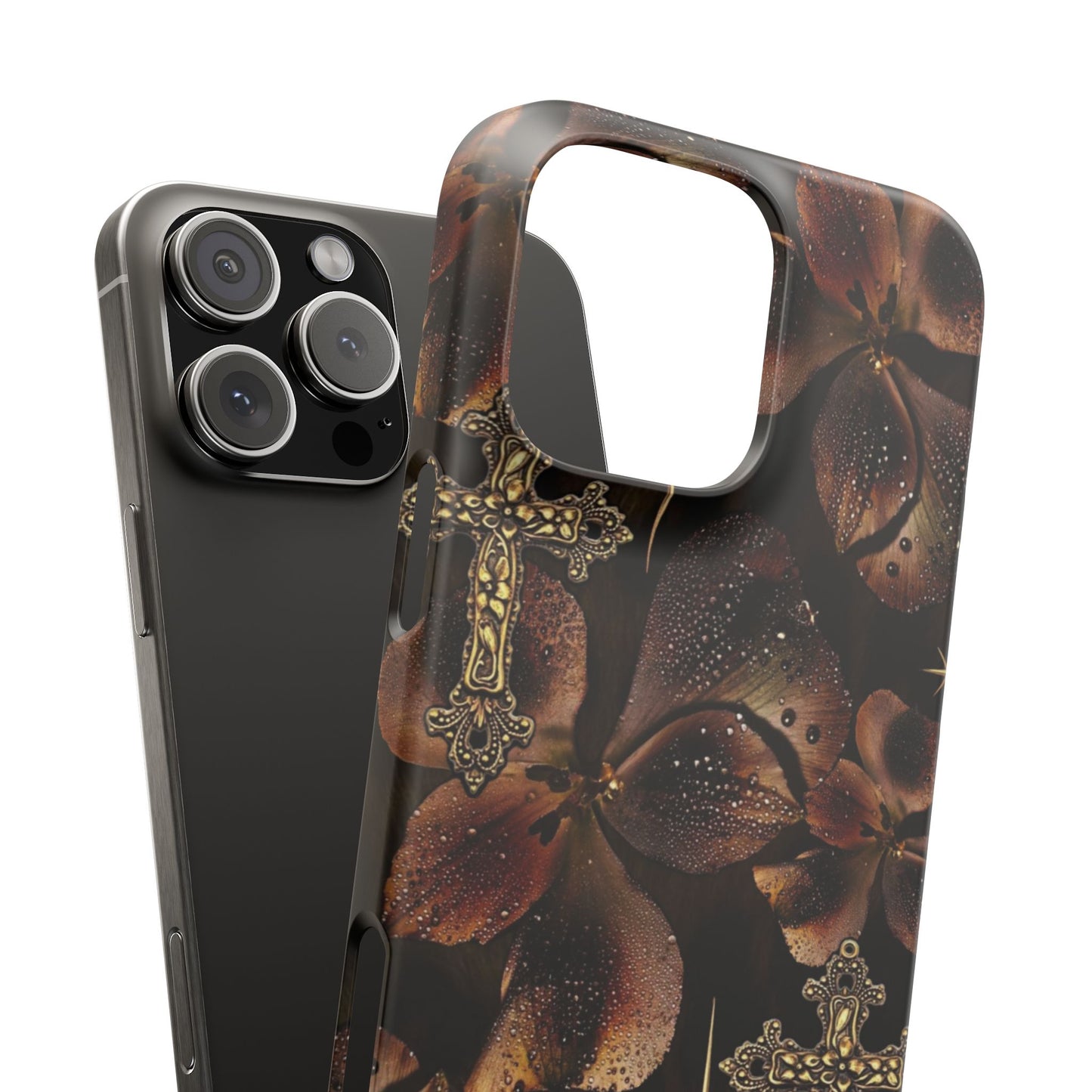 Brown Floral Cross Case