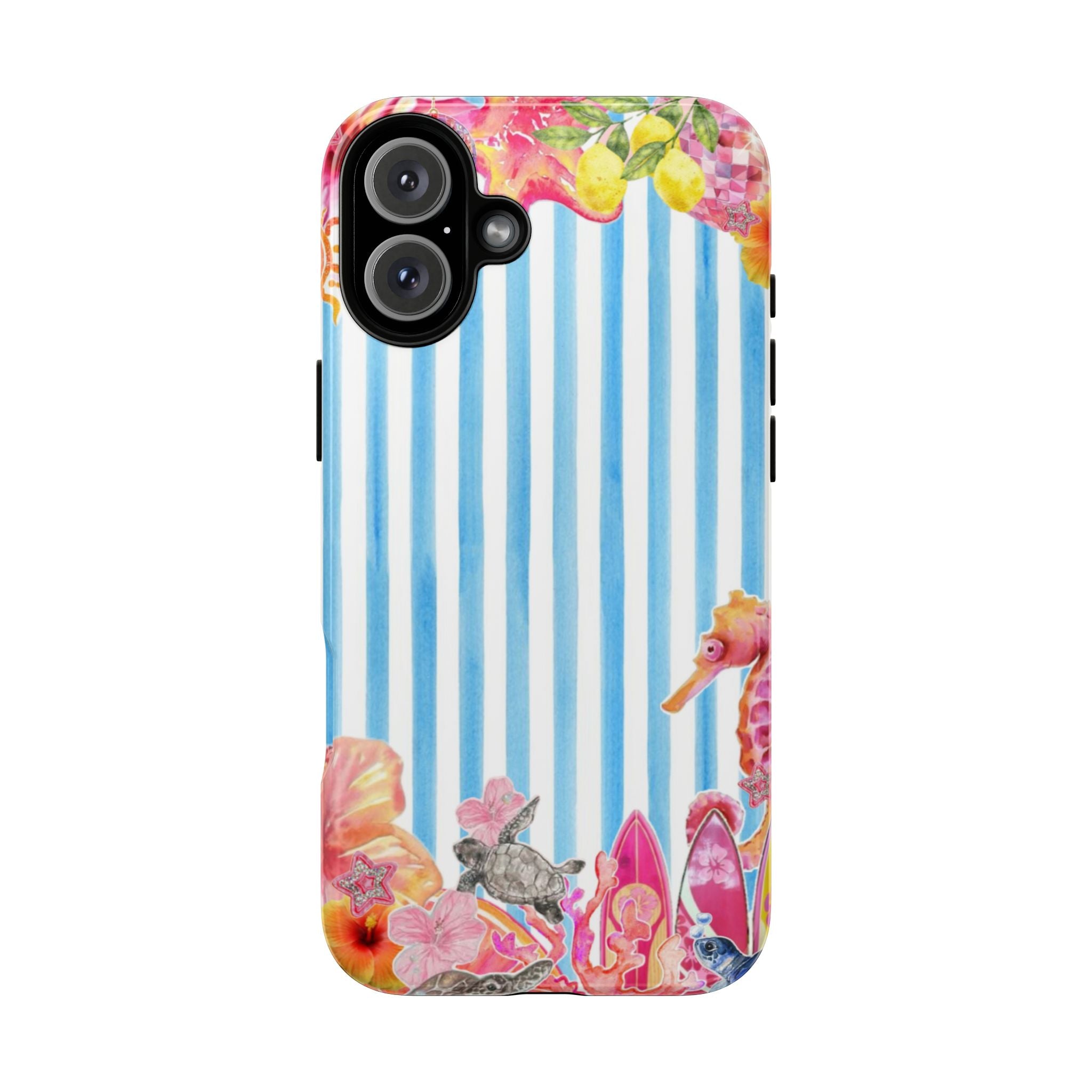 Beach Blue Striped Tough Phone Case