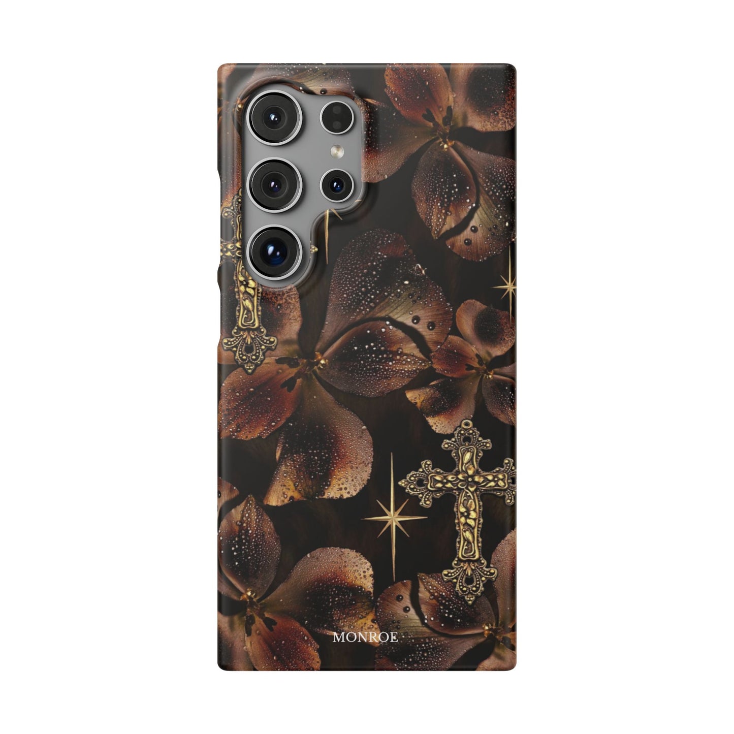 Brown Floral Cross Case