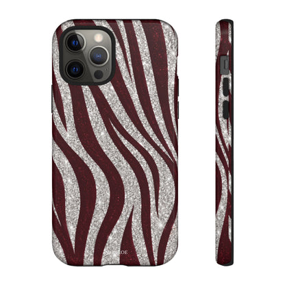 Burgundy Zebra Glitter Tough Case