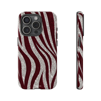 Burgundy Zebra Glitter Tough Case