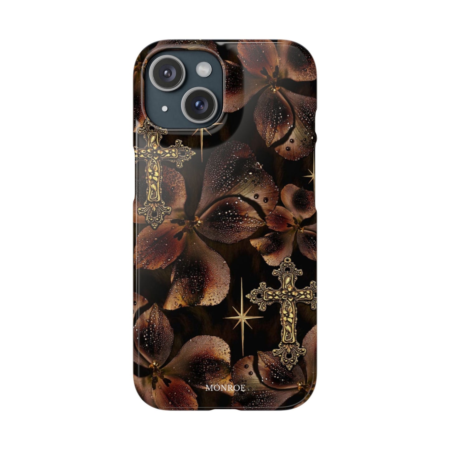 Brown Floral Cross Case
