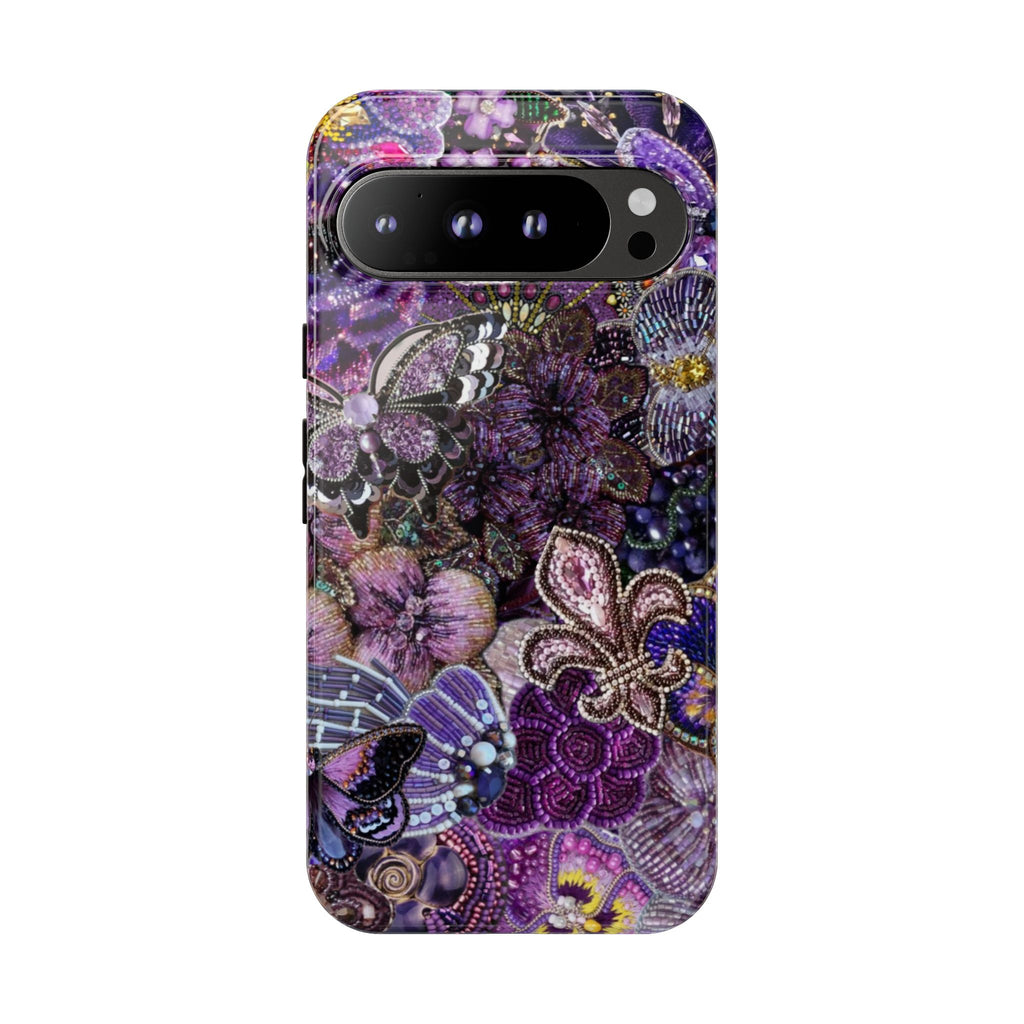Purple Fleur-de-Lis Floral Tough Phone Case