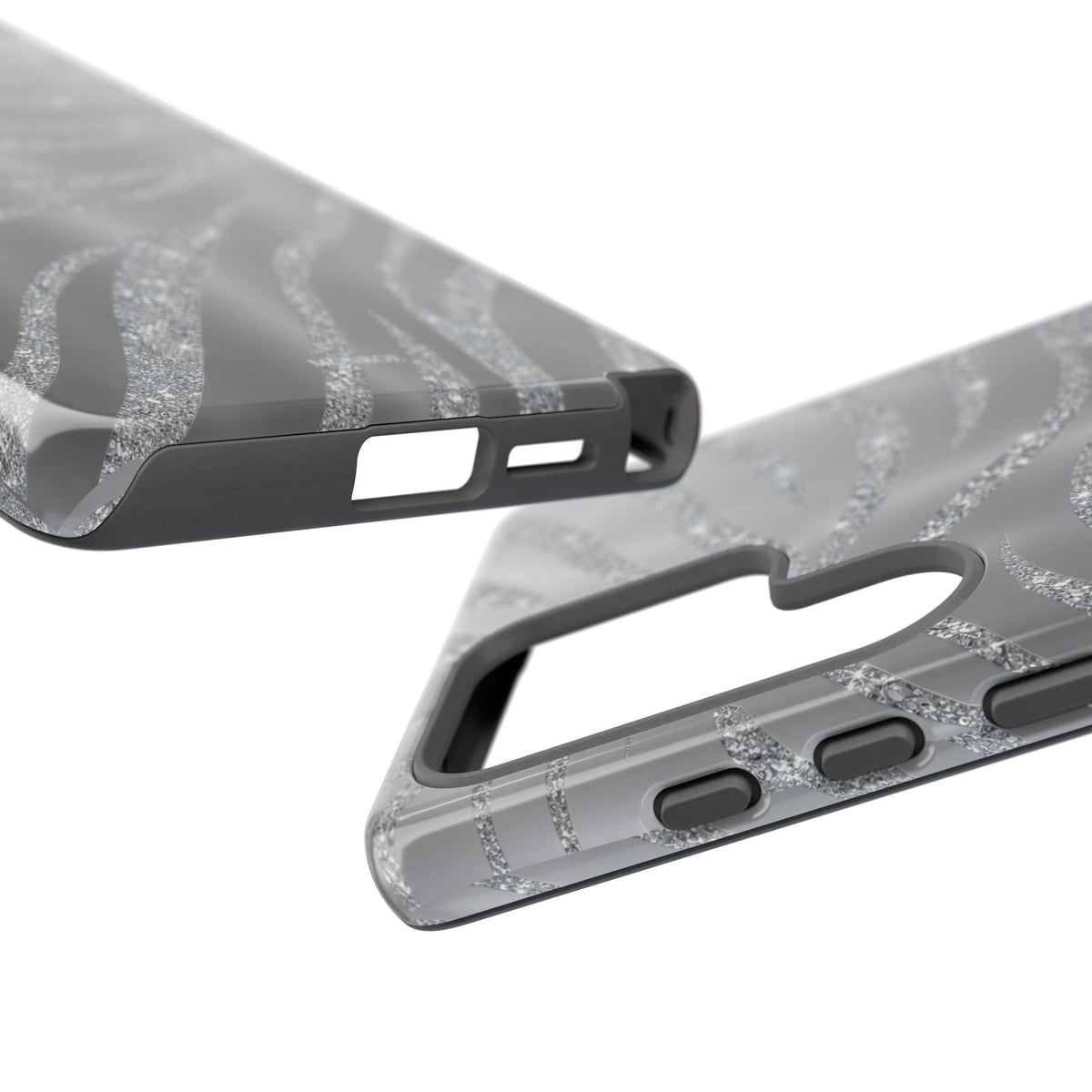 Silver Glitter Zebra Tough Case