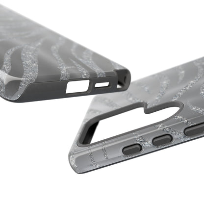 Silver Glitter Zebra Tough Case