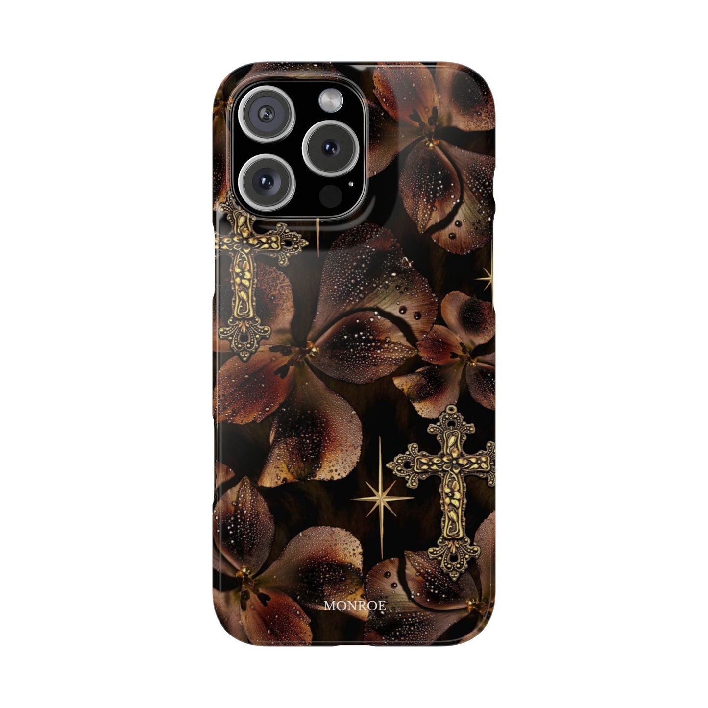 Brown Floral Cross Case