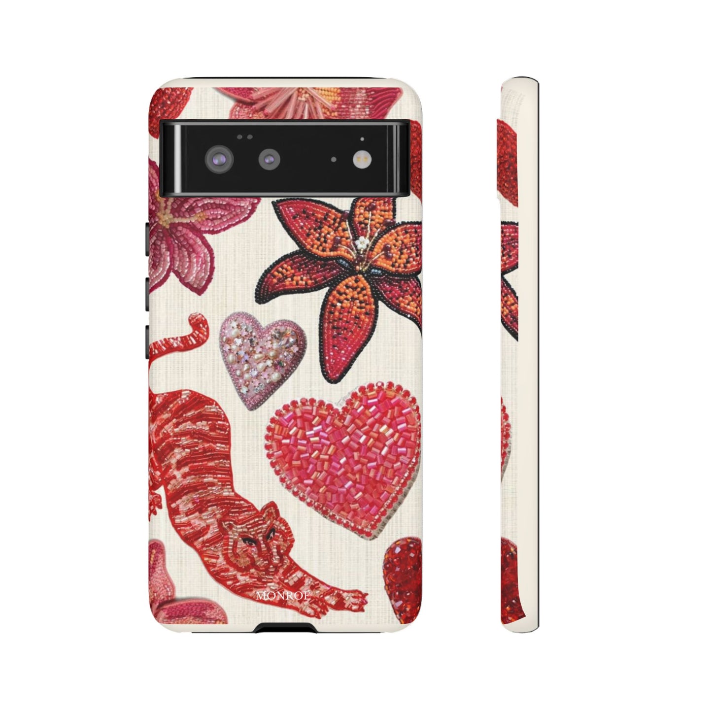 Floral & Heart Pattern Tough Case