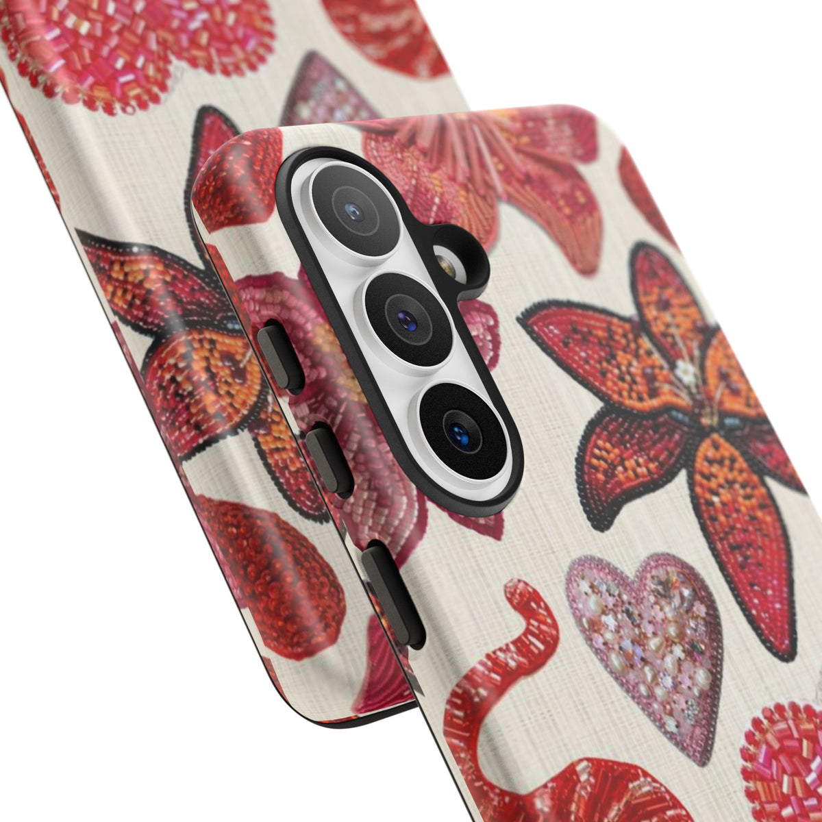 Floral & Heart Pattern Tough Case