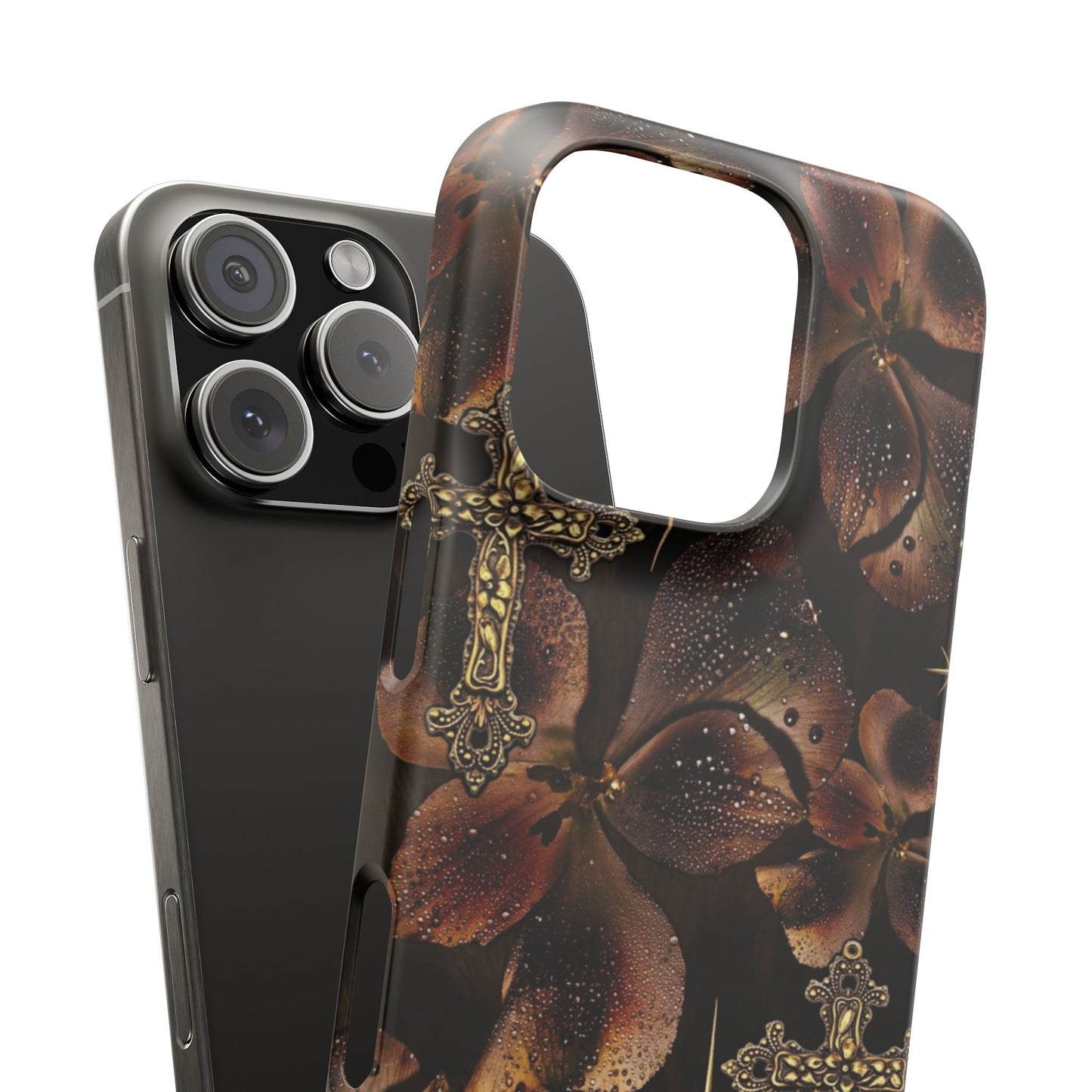 Brown Floral Cross Case