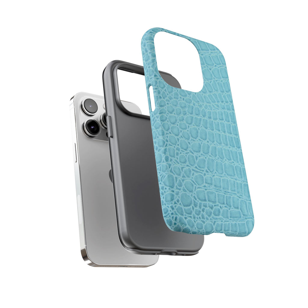 Croc Embossed Turquoise Phone Case