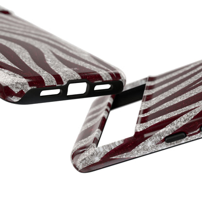 Burgundy Zebra Glitter Tough Case
