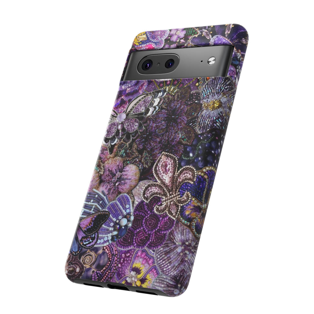 Purple Fleur-de-Lis Floral Tough Phone Case