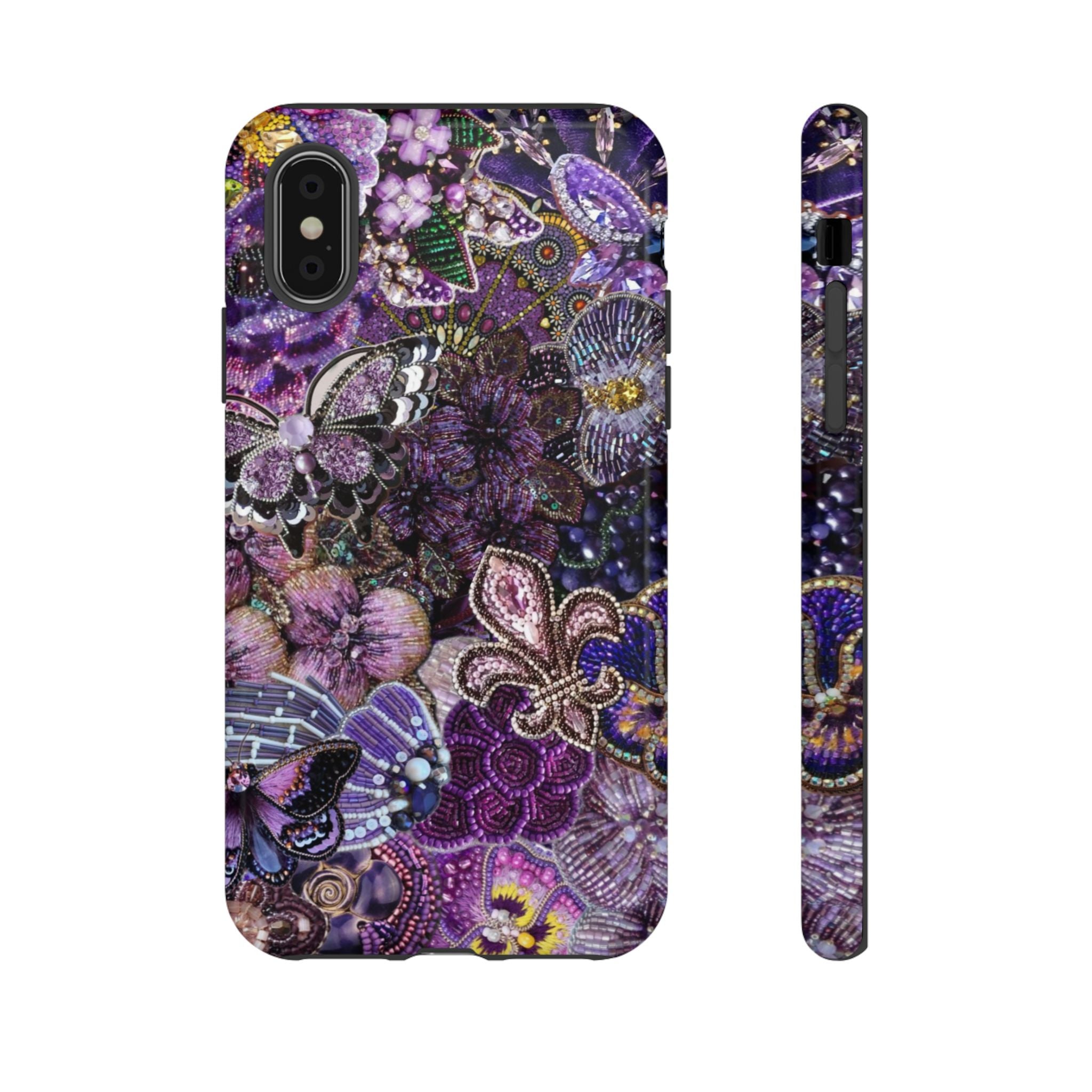 Purple Fleur-de-Lis Floral Tough Phone Case