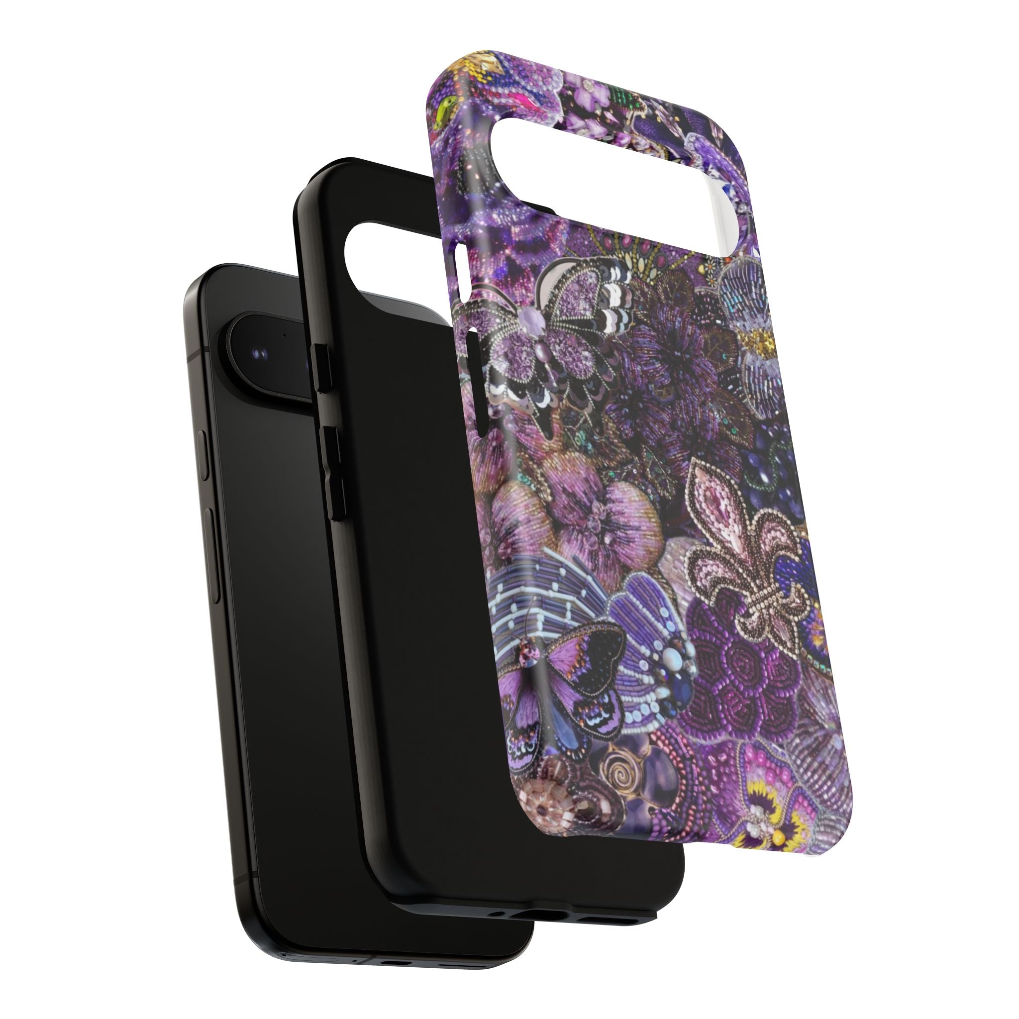 Purple Fleur-de-Lis Floral Tough Phone Case