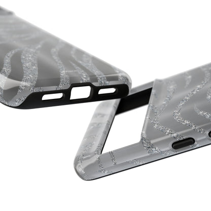Silver Glitter Zebra Tough Case