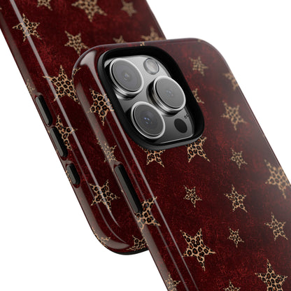 Burgundy Leopard Star Tough Case