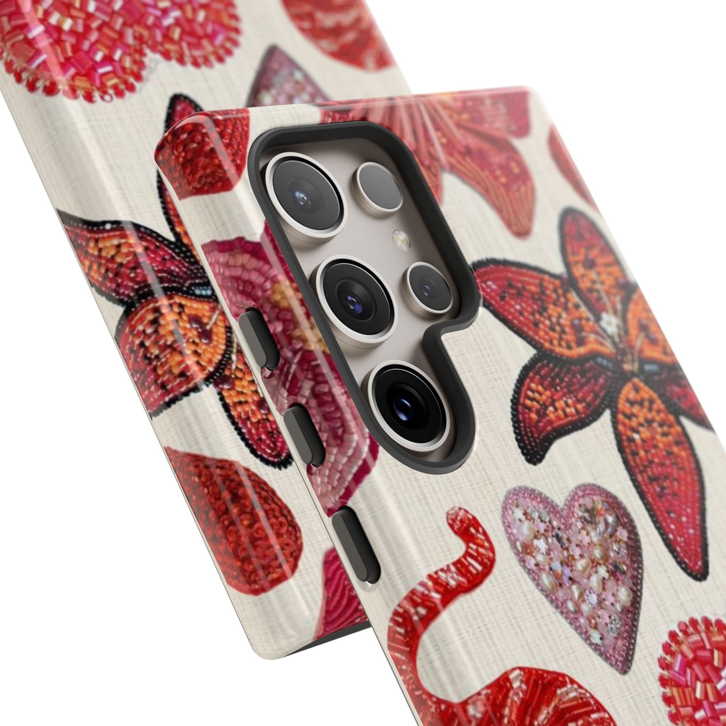 Floral & Heart Pattern Tough Case
