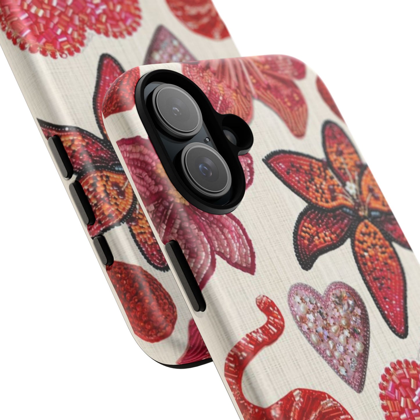 Floral & Heart Pattern Tough Case