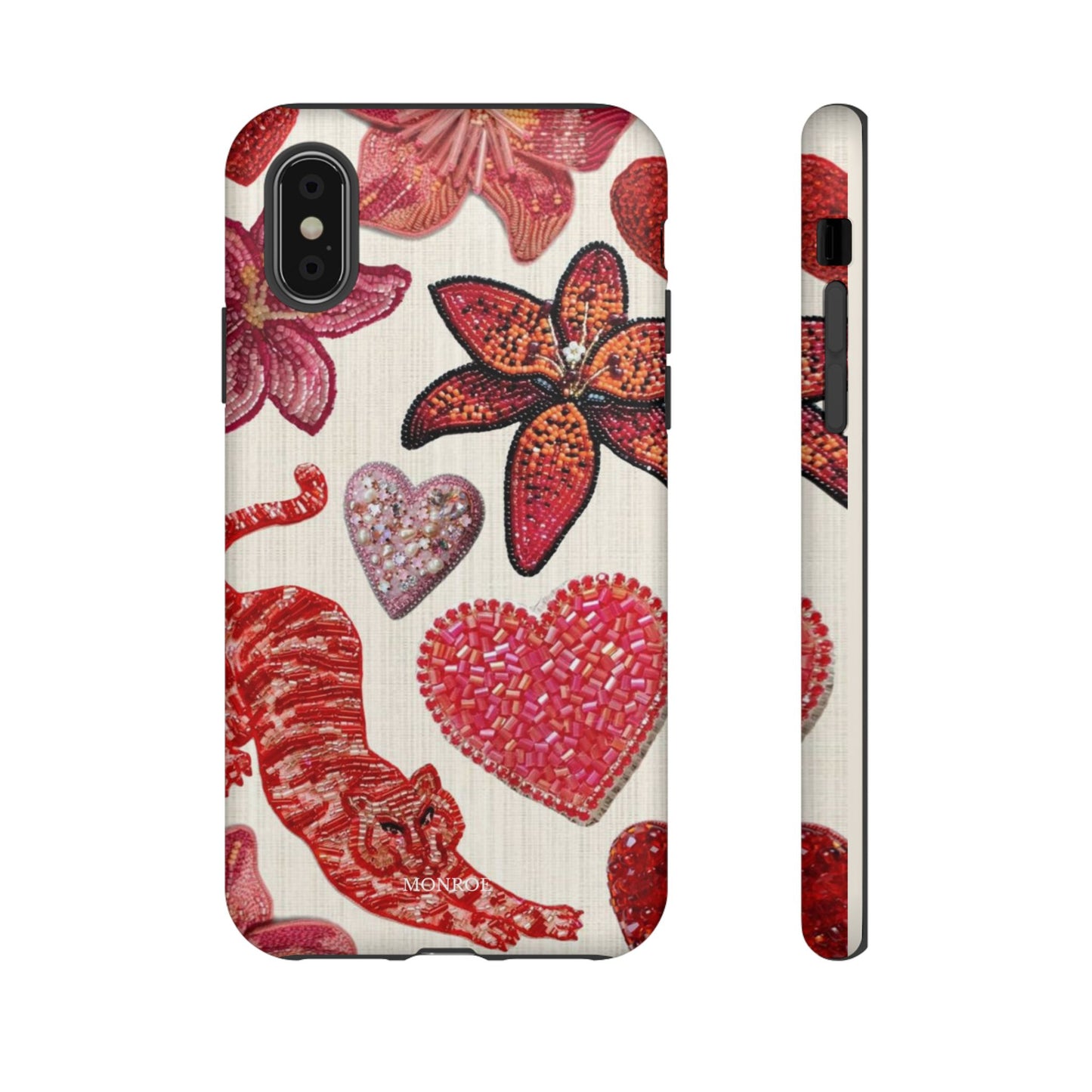 Floral & Heart Pattern Tough Case