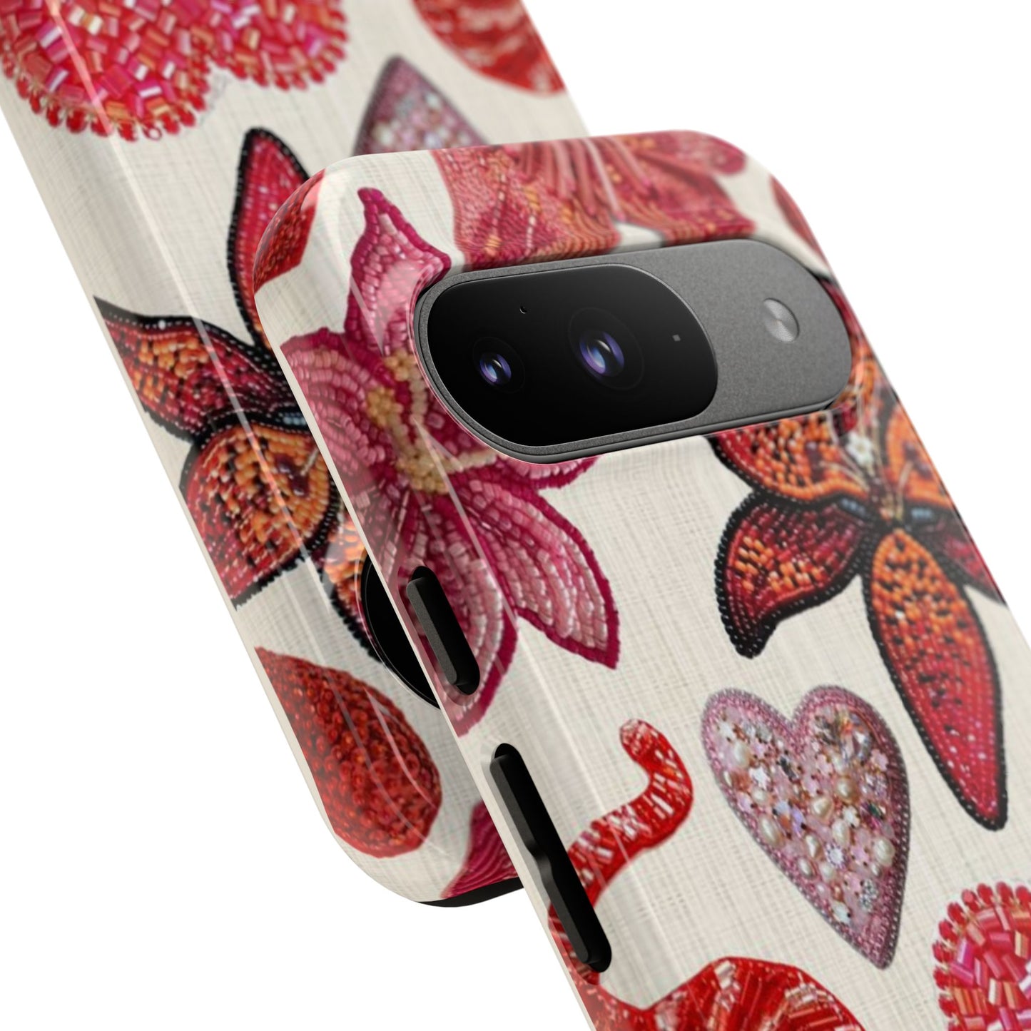 Floral & Heart Pattern Tough Case