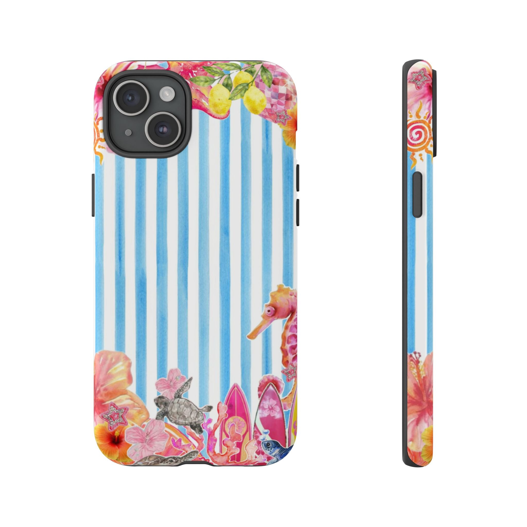 Beach Blue Striped Tough Phone Case