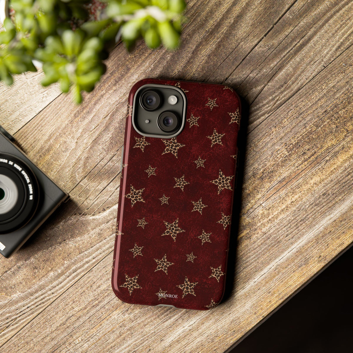 Burgundy Leopard Star Tough Case
