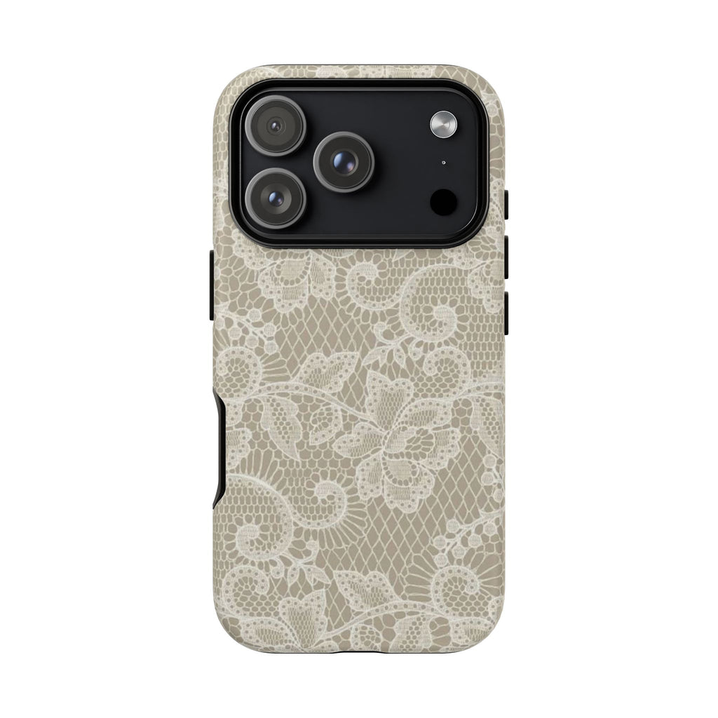 White Lace Pattern Tough Phone Case