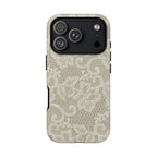 White Lace Pattern Tough Phone Case