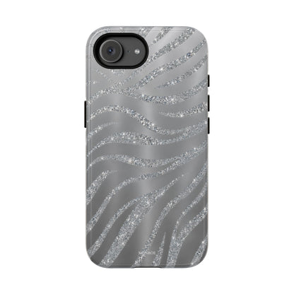 Silver Glitter Zebra Tough Case