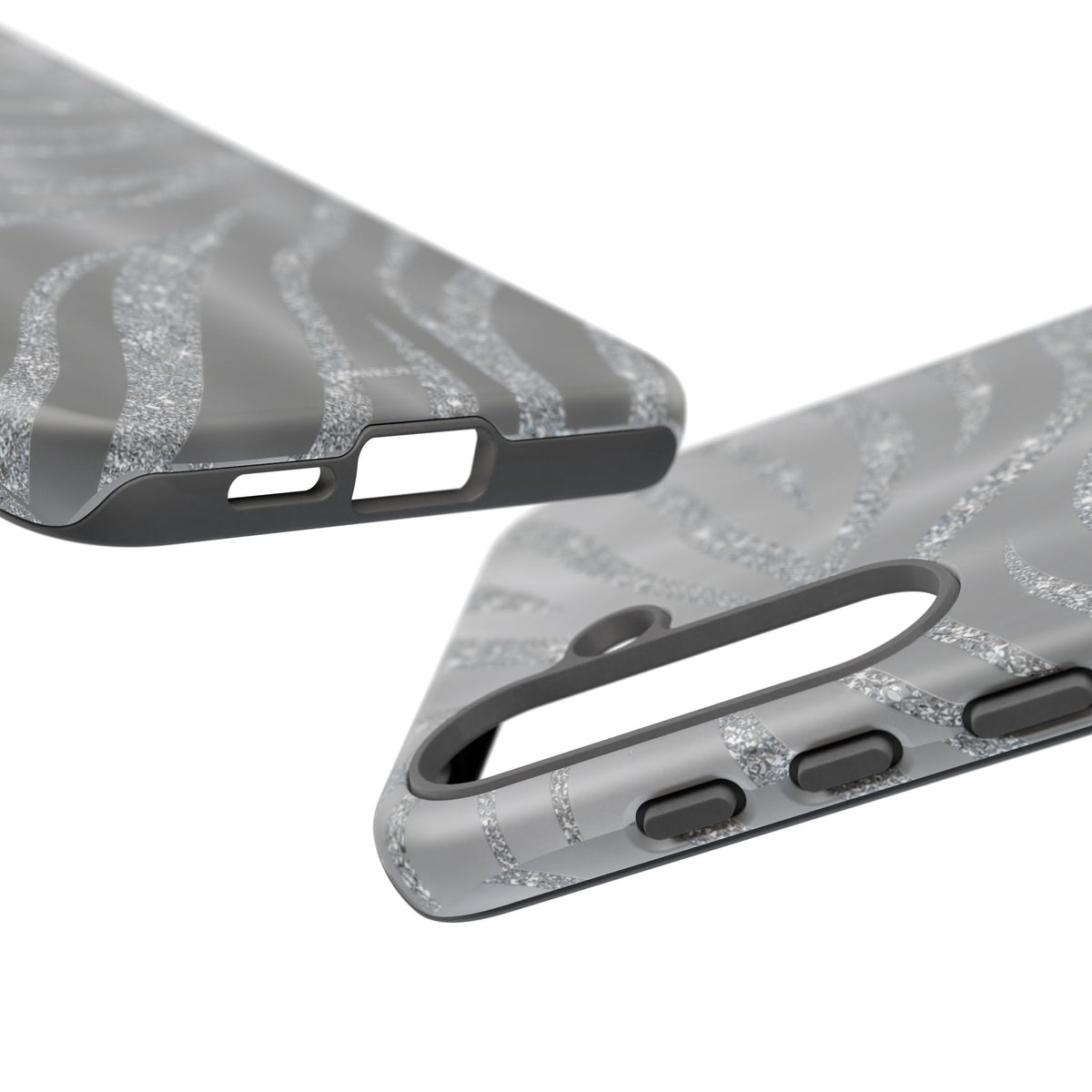 Silver Glitter Zebra Tough Case