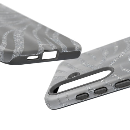 Silver Glitter Zebra Tough Case