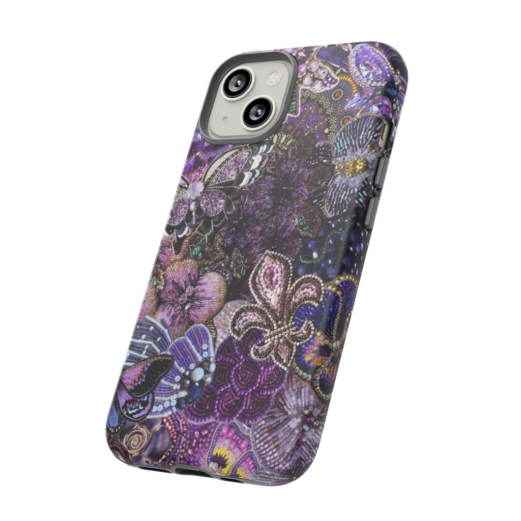 Purple Fleur-de-Lis Floral Tough Phone Case