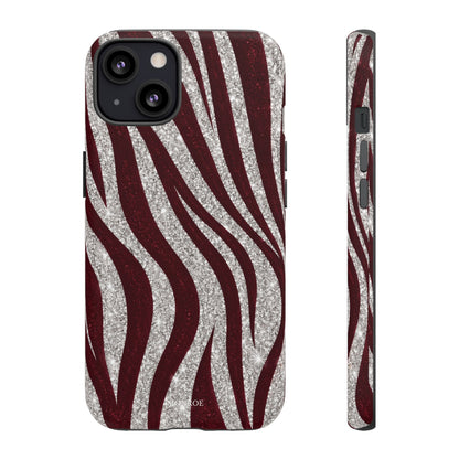 Burgundy Zebra Glitter Tough Case