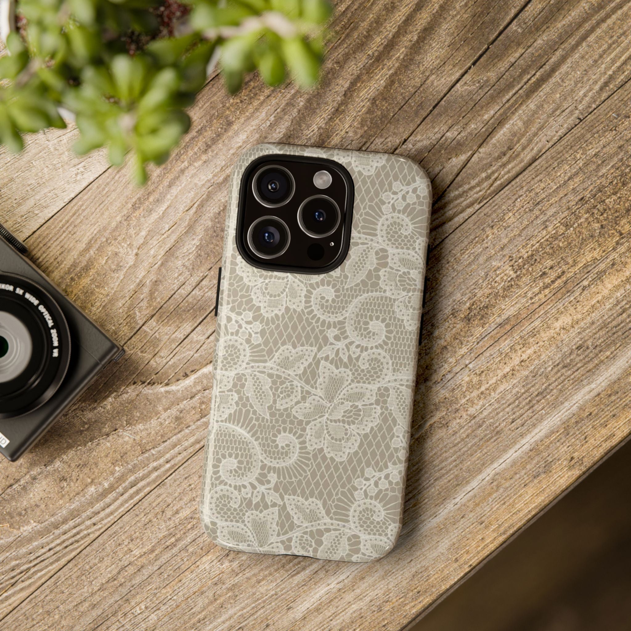 White Lace Pattern Tough Phone Case
