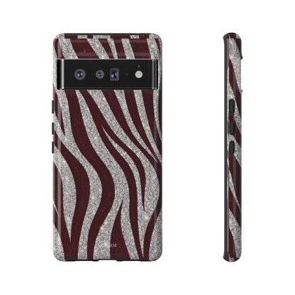 Burgundy Zebra Glitter Tough Case