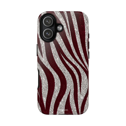 Burgundy Zebra Glitter Tough Case