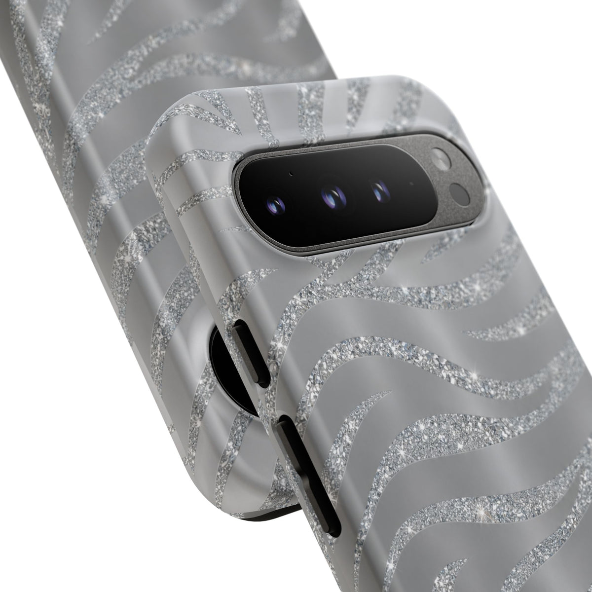 Silver Glitter Zebra Tough Case