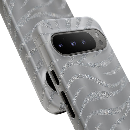 Silver Glitter Zebra Tough Case