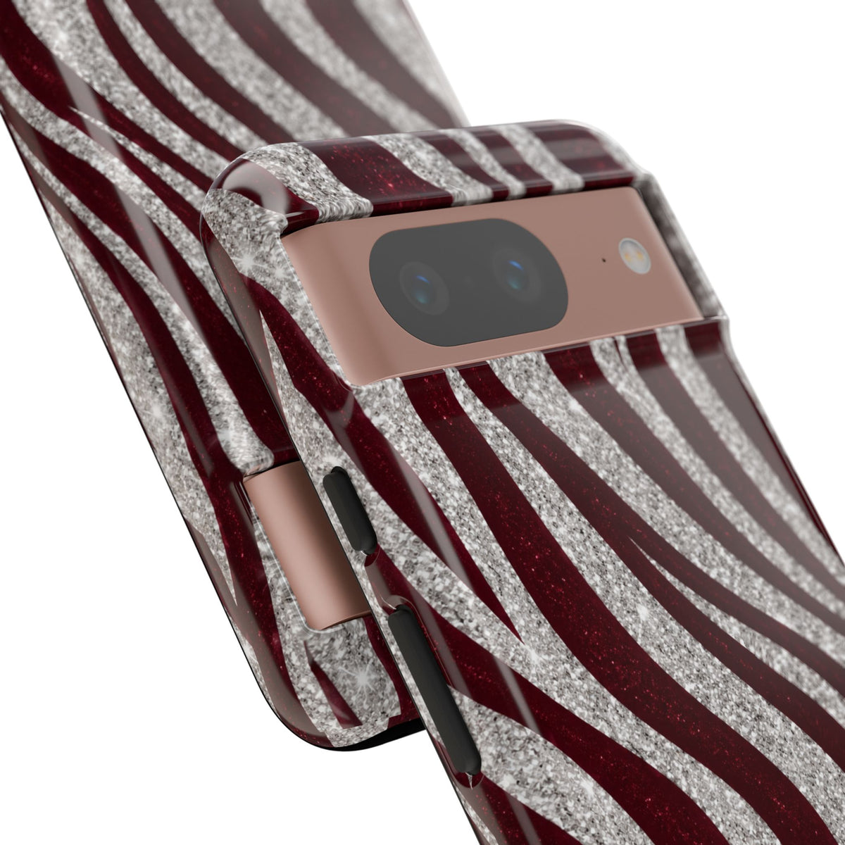Burgundy Zebra Glitter Tough Case