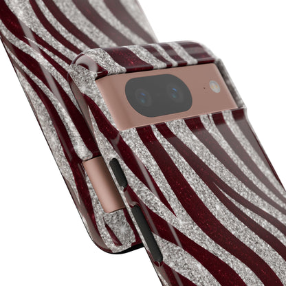 Burgundy Zebra Glitter Tough Case