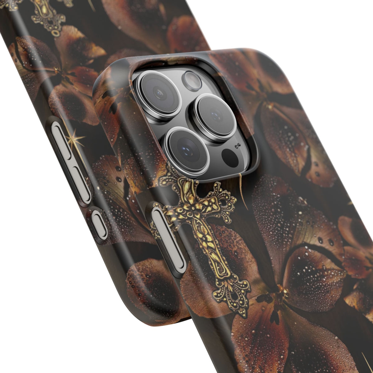 Brown Floral Cross Case