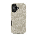 White Lace Pattern Tough Phone Case