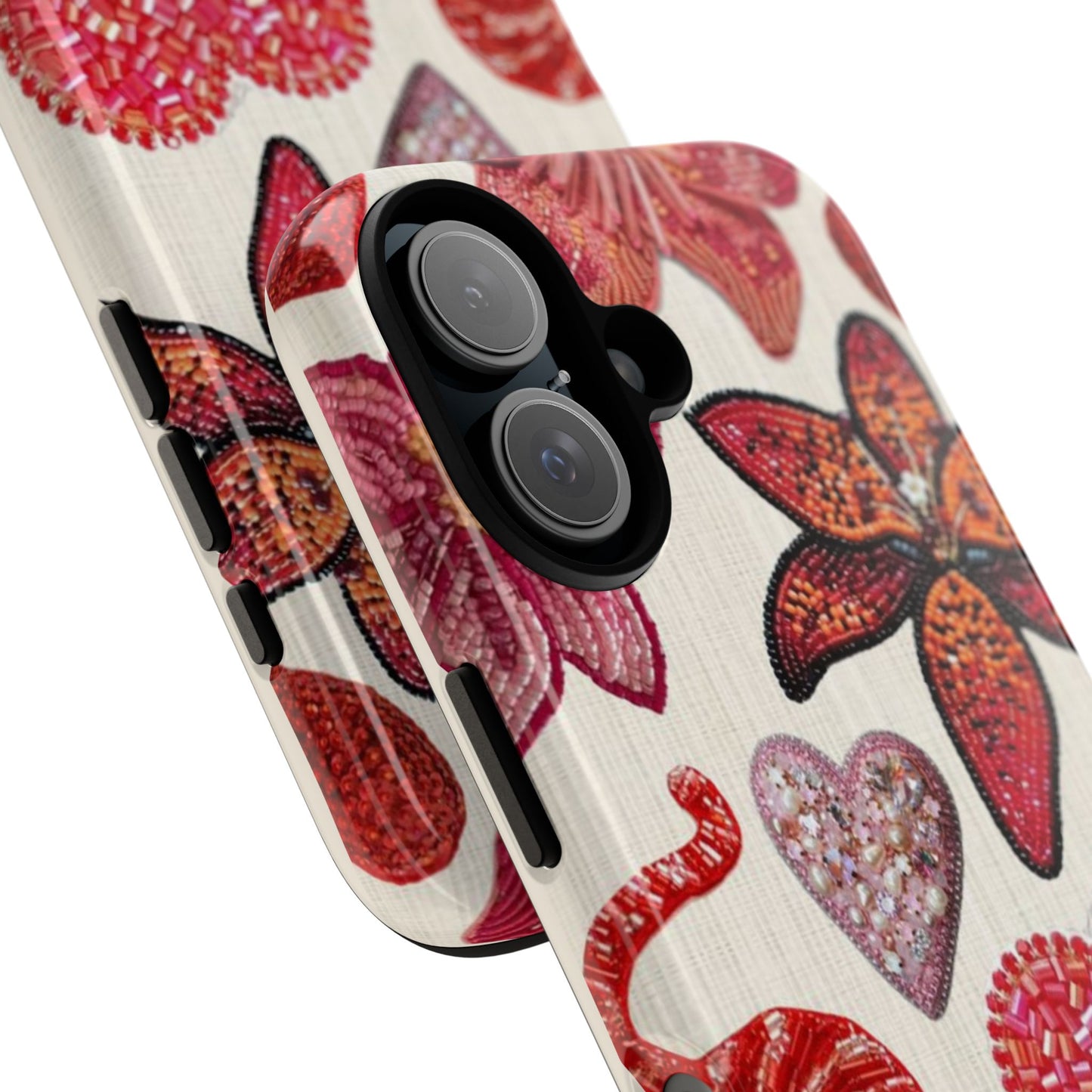Floral & Heart Pattern Tough Case