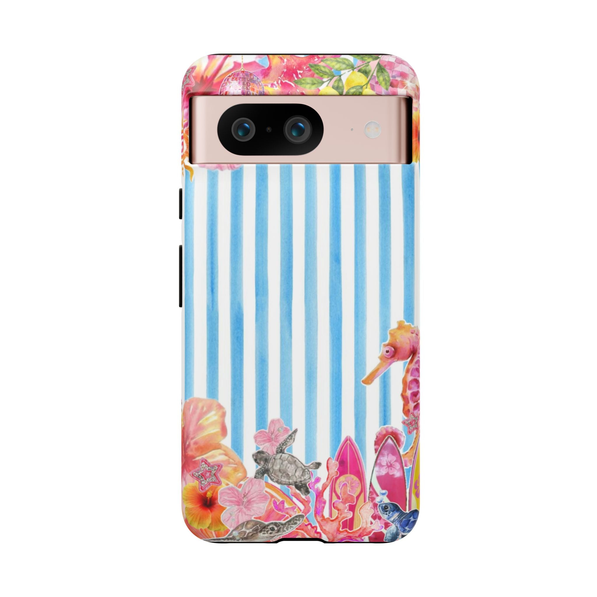 Beach Blue Striped Tough Phone Case