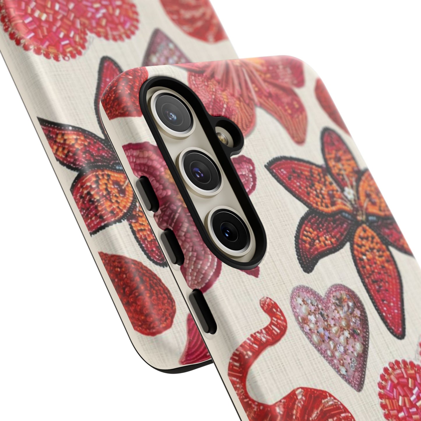 Floral & Heart Pattern Tough Case